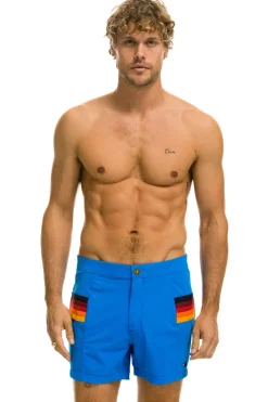 Boardshorts | Shorts | Aviator Nation MEN'S HORIZONTAL 5 STRIPE FLEX SHORTS - PARROT BLUE PARROTBLUE
