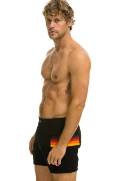 Boardshorts | Shorts | Aviator Nation MEN'S HORIZONTAL 5 STRIPE FLEX SHORTS - BLACK
