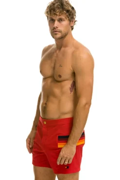 Boardshorts | Shorts | Aviator Nation MEN'S HORIZONTAL 5 STRIPE FLEX SHORTS - RED
