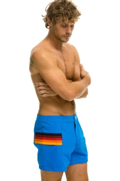 Boardshorts | Shorts | Aviator Nation MEN'S HORIZONTAL 5 STRIPE FLEX SHORTS - PARROT BLUE PARROTBLUE