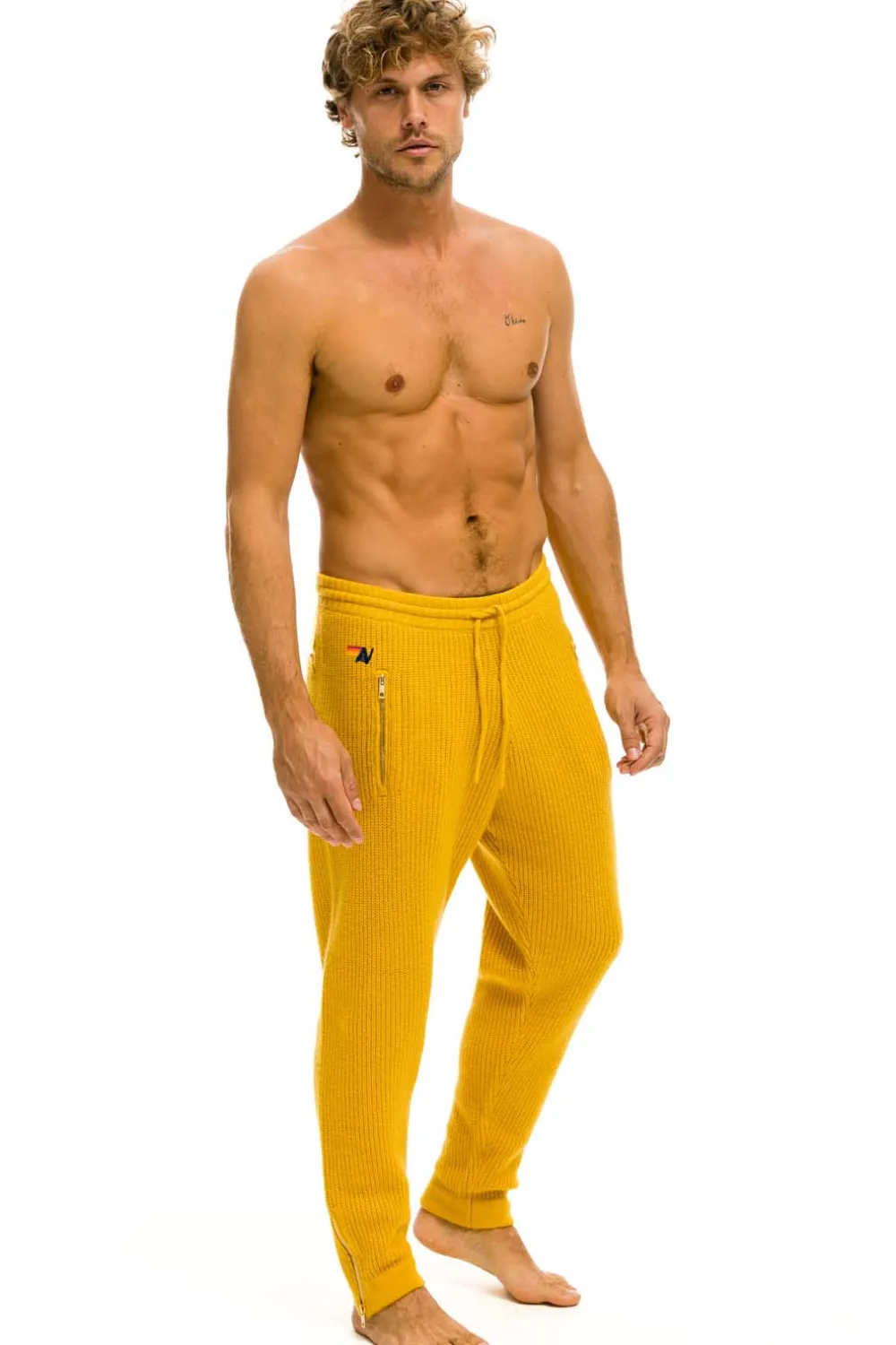 Sweatpants | Aviator Nation MEN'S VINTAGE CABIN CASHMERE SWEATER PANT- GOLD GOLDWOMENSAviatorNation