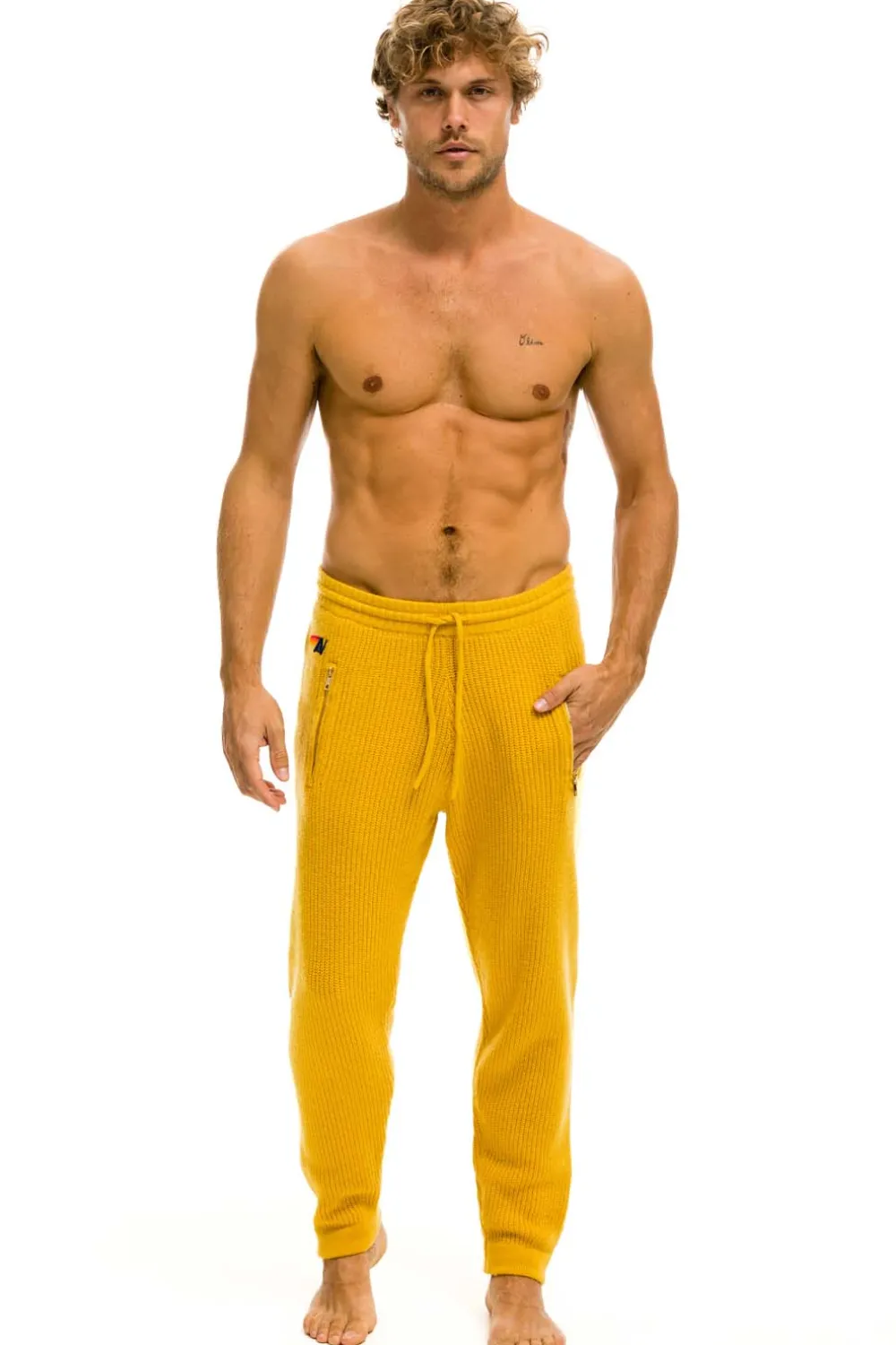Sweatpants | Aviator Nation MEN'S VINTAGE CABIN CASHMERE SWEATER PANT- GOLD GOLDWOMENSAviatorNation