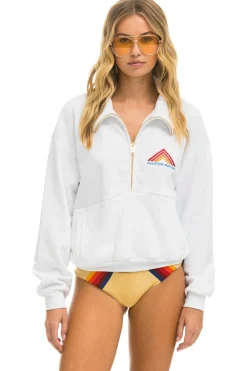 Sweatshirts | Sweatshirts | Aviator Nation MOUNTAIN EMBROIDERY HALF ZIP SWEATSHIRT - WHITE