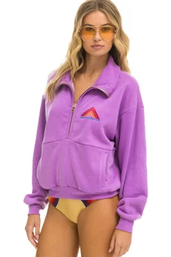 Sweatshirts | Sweatshirts | Aviator Nation MOUNTAIN EMBROIDERY HALF ZIP SWEATSHIRT - NEON PURPLE NEONPURPLE