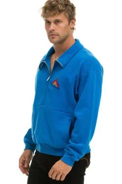 Sweatshirts | Sweatshirts | Aviator Nation MOUNTAIN EMBROIDERY HALF ZIP SWEATSHIRT - OCEAN