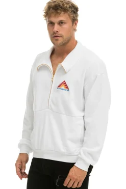 Sweatshirts | Sweatshirts | Aviator Nation MOUNTAIN EMBROIDERY HALF ZIP SWEATSHIRT - WHITE
