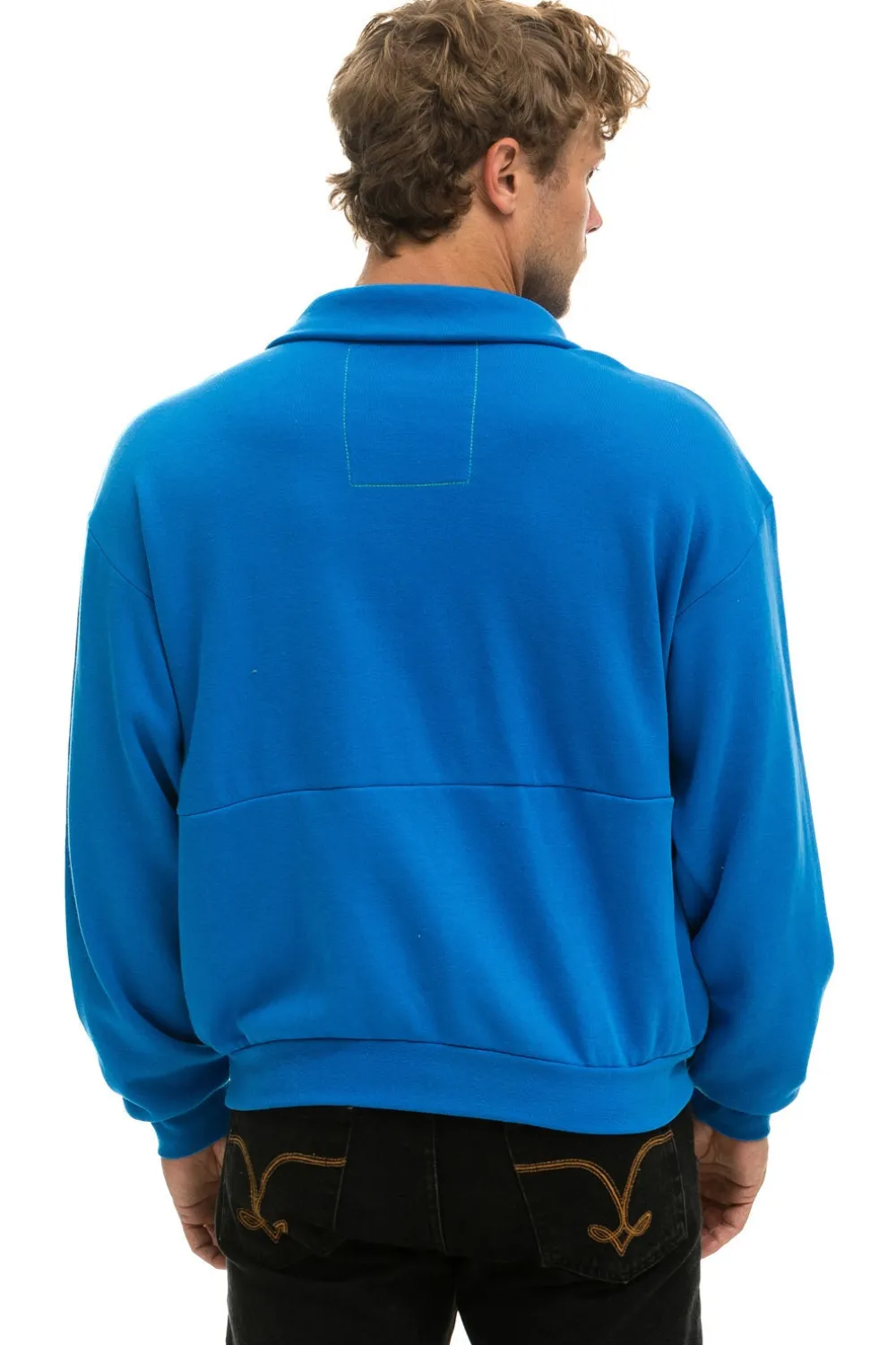 Sweatshirts | Sweatshirts | Aviator Nation MOUNTAIN EMBROIDERY HALF ZIP SWEATSHIRT - OCEAN