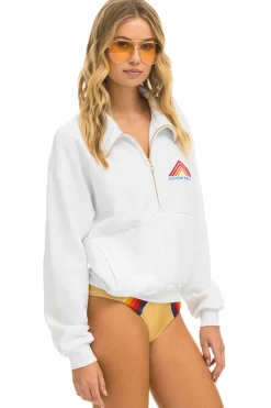 Sweatshirts | Sweatshirts | Aviator Nation MOUNTAIN EMBROIDERY HALF ZIP SWEATSHIRT - WHITE