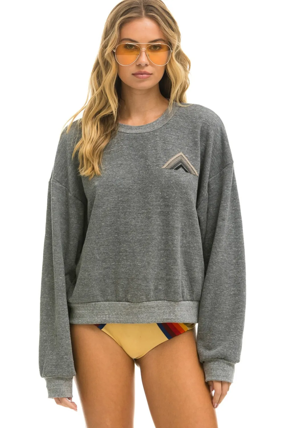 Sweatshirts | Sweatshirts | Aviator Nation MOUNTAIN STITCH RELAXED CREW SWEATSHIRT - HEATHER // GREY HEATHER//GREY