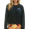 Sweatshirts | Sweatshirts | Aviator Nation MOUNTAIN STITCH RELAXED CREW SWEATSHIRT - CHARCOAL // BLUE // PURPLE CHARCOAL//BLUE//PURPLE