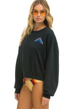 Sweatshirts | Sweatshirts | Aviator Nation MOUNTAIN STITCH RELAXED CREW SWEATSHIRT - CHARCOAL // BLUE // PURPLE CHARCOAL//BLUE//PURPLE