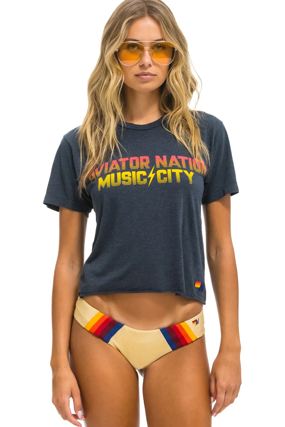 Boyfriend Tees | Tees | Aviator Nation NASHVILLE MUSIC CITY BOYFRIEND TEE - CHARCOAL