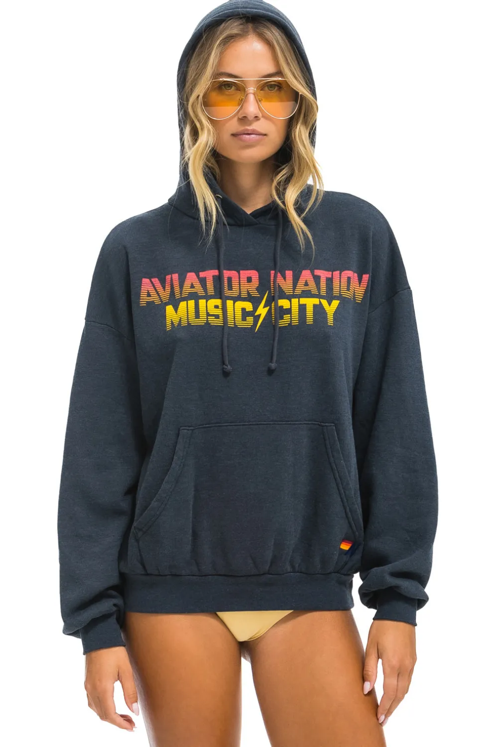 Hoodies | Hoodies | Aviator Nation NASHVILLE MUSIC CITY PULLOVER HOODIE RELAXED - CHARCOAL