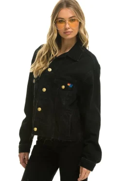 Denim | Denim | Aviator Nation NEED FOR SPEED OVERSIZED CROP DENIM JACKET - VINTAGE BLACK VINTAGEBLACK
