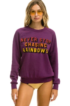 Sweatshirts | Sweatshirts | Aviator Nation NEVER STOP CHASING RAINBOWS CREW SWEATSHIRT - PURPLE