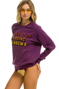 Sweatshirts | Sweatshirts | Aviator Nation NEVER STOP CHASING RAINBOWS CREW SWEATSHIRT - PURPLE