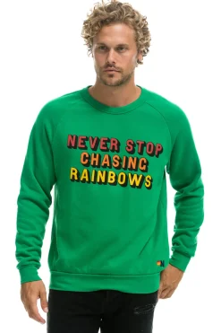 Sweatshirts | Sweatshirts | Aviator Nation NEVER STOP CHASING RAINBOWS CREW SWEATSHIRT - KELLY GREEN KELLYGREEN