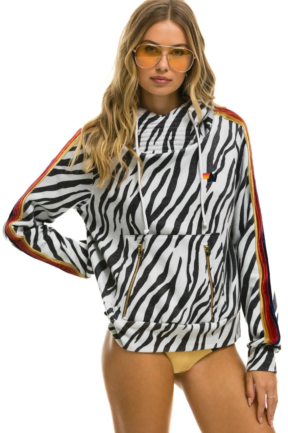 Hoodies | Hoodies | Aviator Nation NINJA PULLOVER HOODIE - ZEBRA