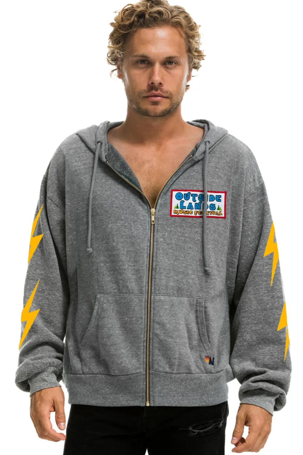 Hoodies | Collab Merchandise | Aviator Nation OUTSIDE LANDS 2024 RELAXED ZIP HOODIE - HEATHER GREY HEATHERGREY