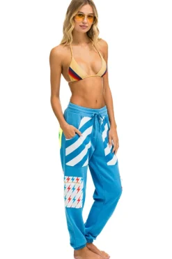 Sweatpants | Aviator Nation PALM BOLT STRIPE CARGO COLOR BLOCK SWEATPANTS - OCEAN // NEON YELLOW OCEAN//NEONYELLOW