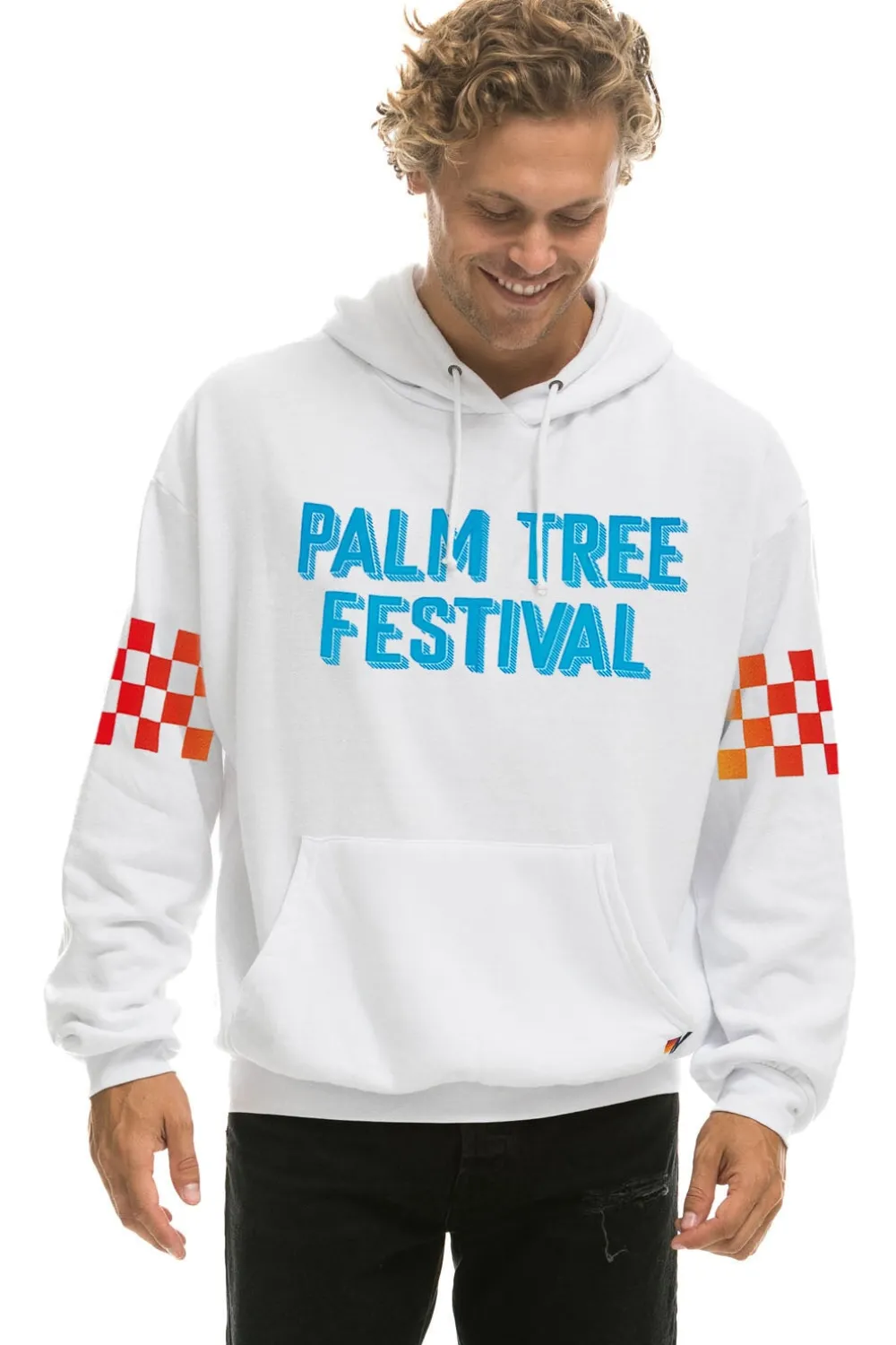 Collab Merchandise | Collab Merchandise | Aviator Nation PALM TREE FESTIVAL ASPEN 2023 PULLOVER HOODIE RELAXED - WHITE