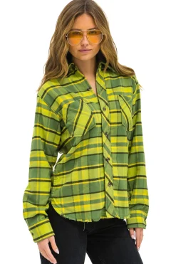 Tees | Aviator Nation PLAID FLANNEL LIGHT WEIGHT UNISEX WESTERN SHIRT - AVOCADO PLAID AVOCADOPLAID