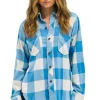 Tees | Aviator Nation PLAID FLANNEL LIGHT WEIGHT UNISEX WESTERN SHIRT - SKY PLAID SKYPLAID