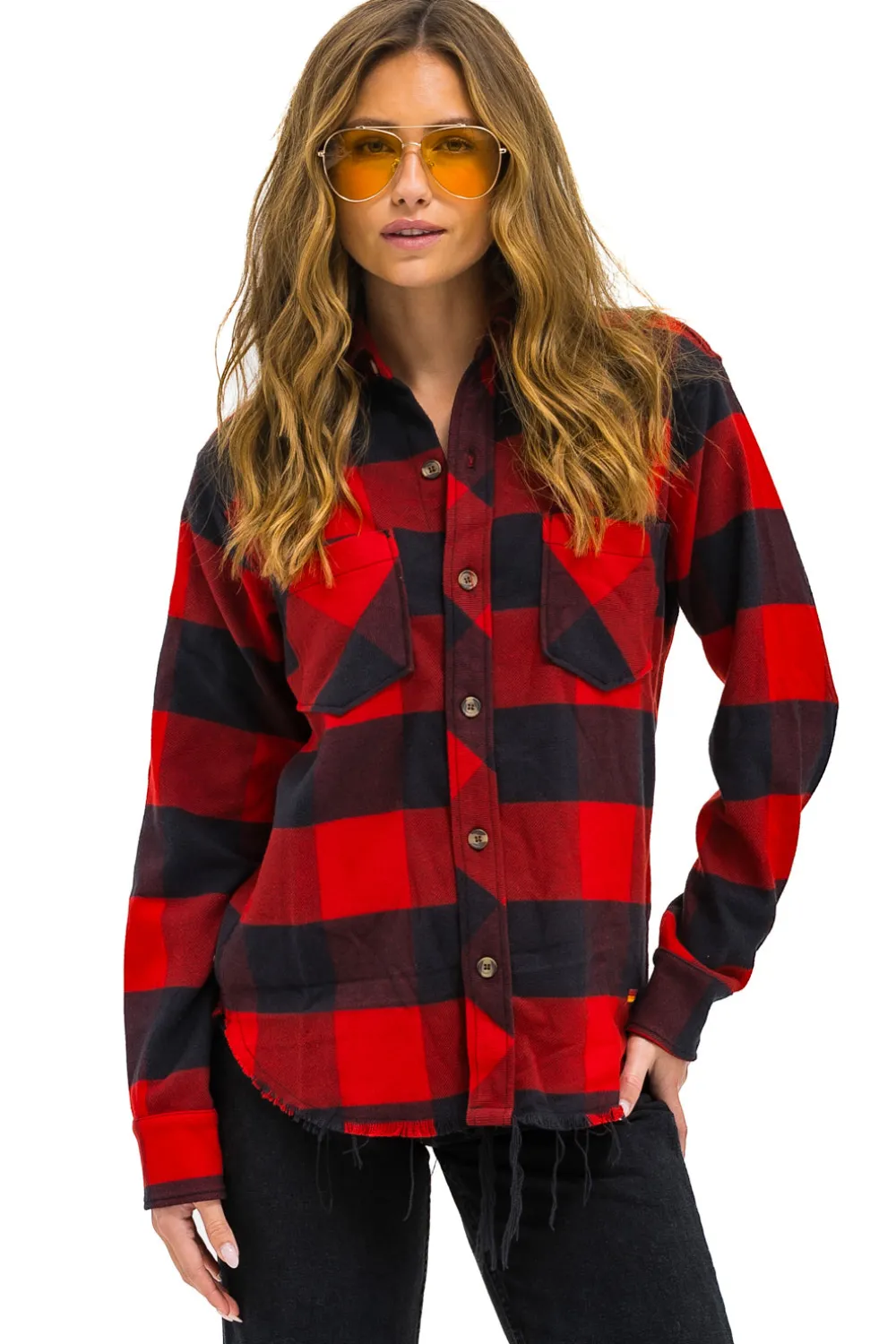 Tees | Aviator Nation PLAID FLANNEL LIGHT WEIGHT UNISEX WESTERN SHIRT - BUFFALO PLAID BUFFALOPLAID