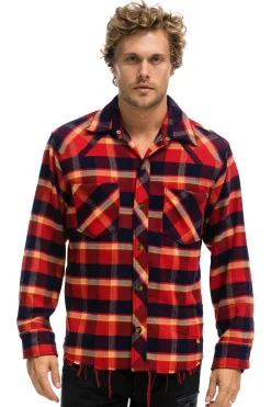 Tees | Aviator Nation PLAID FLANNEL LIGHT WEIGHT UNISEX WESTERN SHIRT - RUGBY PLAID RUGBYPLAID