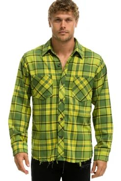 Tees | Aviator Nation PLAID FLANNEL LIGHT WEIGHT UNISEX WESTERN SHIRT - AVOCADO PLAID AVOCADOPLAID