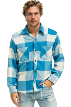 Tees | Aviator Nation PLAID FLANNEL LIGHT WEIGHT UNISEX WESTERN SHIRT - SKY PLAID SKYPLAID