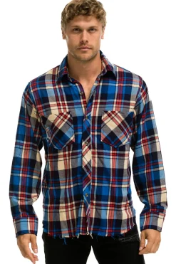 Tees | Aviator Nation PLAID FLANNEL LIGHT WEIGHT UNISEX WESTERN SHIRT - PATRIOT PLAID PATRIOTPLAID