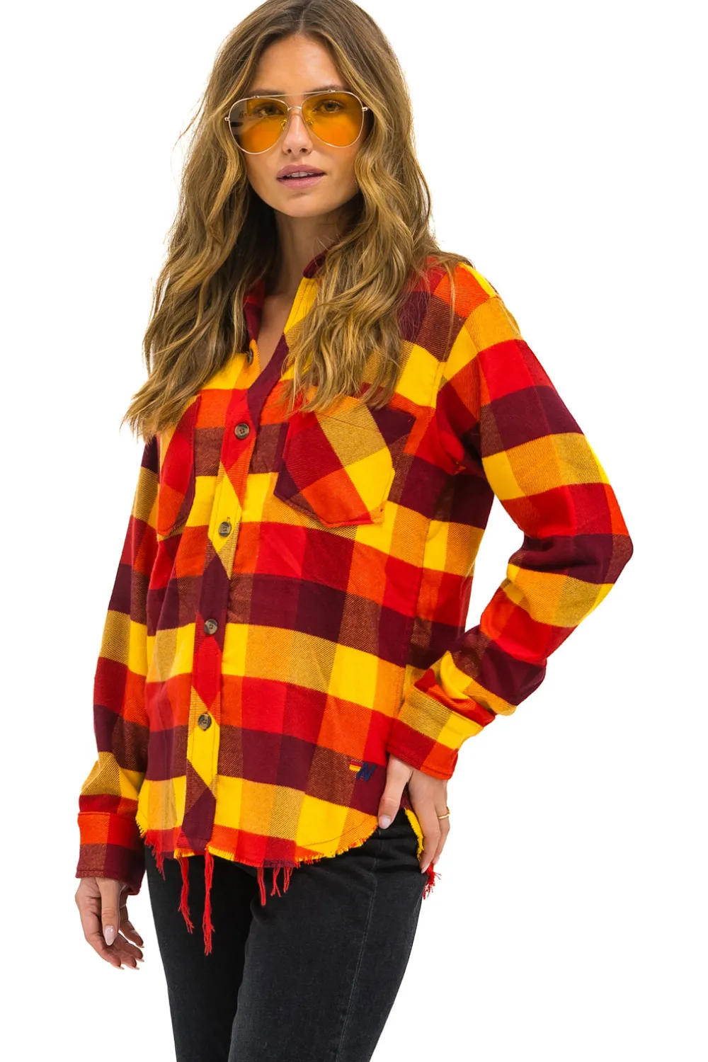 Tees | Aviator Nation PLAID FLANNEL LIGHT WEIGHT UNISEX WESTERN SHIRT - SURFY PLAID SURFYPLAID