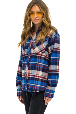 Tees | Aviator Nation PLAID FLANNEL LIGHT WEIGHT UNISEX WESTERN SHIRT - PATRIOT PLAID PATRIOTPLAID
