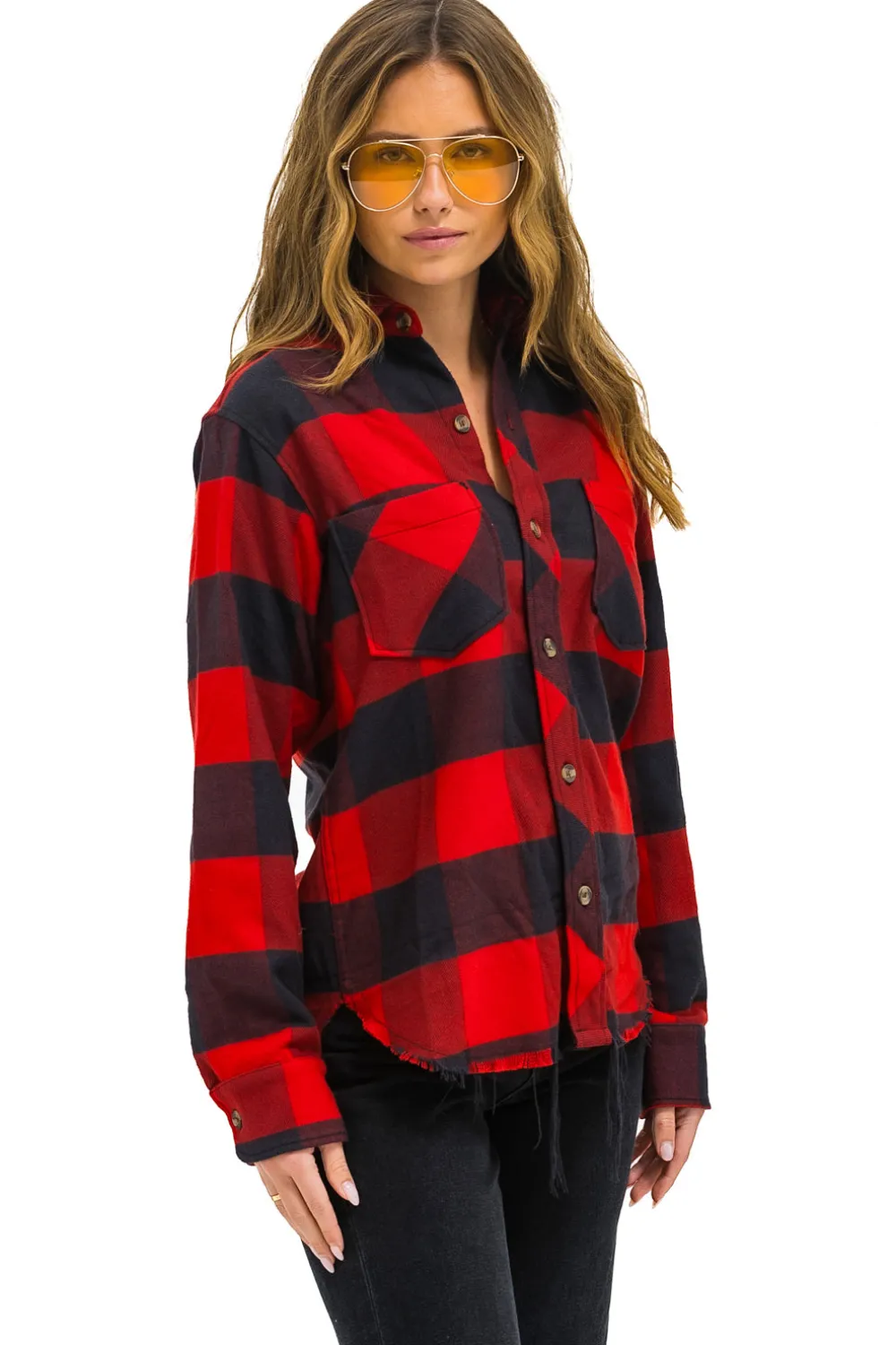 Tees | Aviator Nation PLAID FLANNEL LIGHT WEIGHT UNISEX WESTERN SHIRT - BUFFALO PLAID BUFFALOPLAID