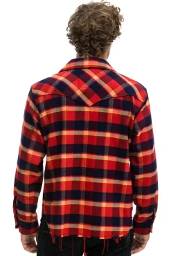 Tees | Aviator Nation PLAID FLANNEL LIGHT WEIGHT UNISEX WESTERN SHIRT - RUGBY PLAID RUGBYPLAID