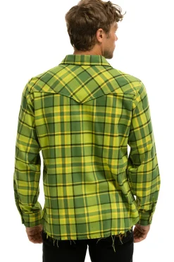 Tees | Aviator Nation PLAID FLANNEL LIGHT WEIGHT UNISEX WESTERN SHIRT - AVOCADO PLAID AVOCADOPLAID