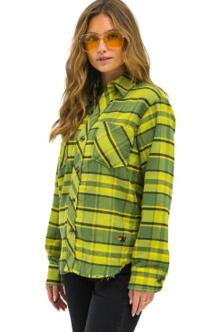 Tees | Aviator Nation PLAID FLANNEL WESTERN SHIRT - AVOCADO PLAID AVOCADOPLAID