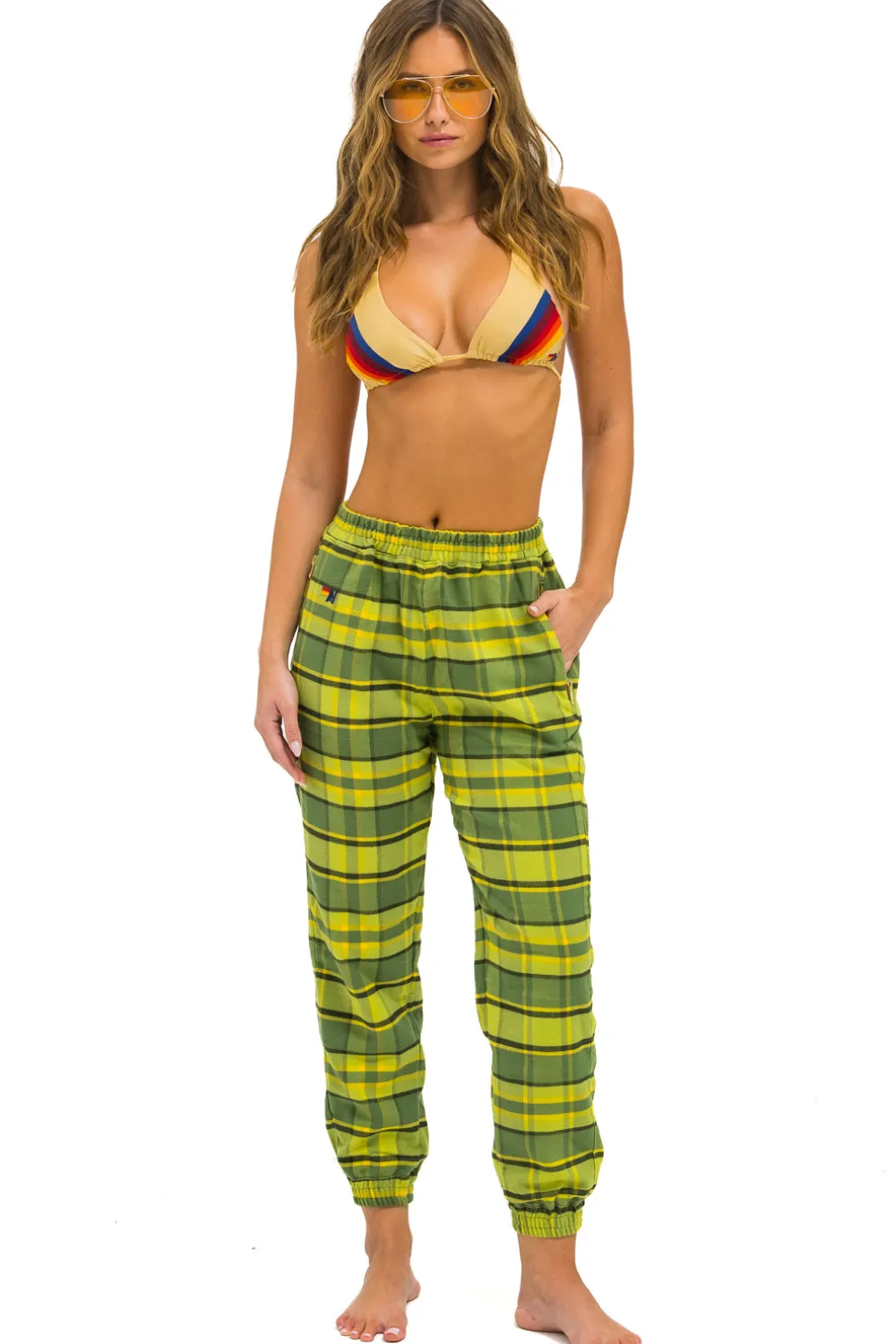 Sweatpants | Aviator Nation PLAID LODGE PANT - AVOCADO PLAID AVOCADOPLAID