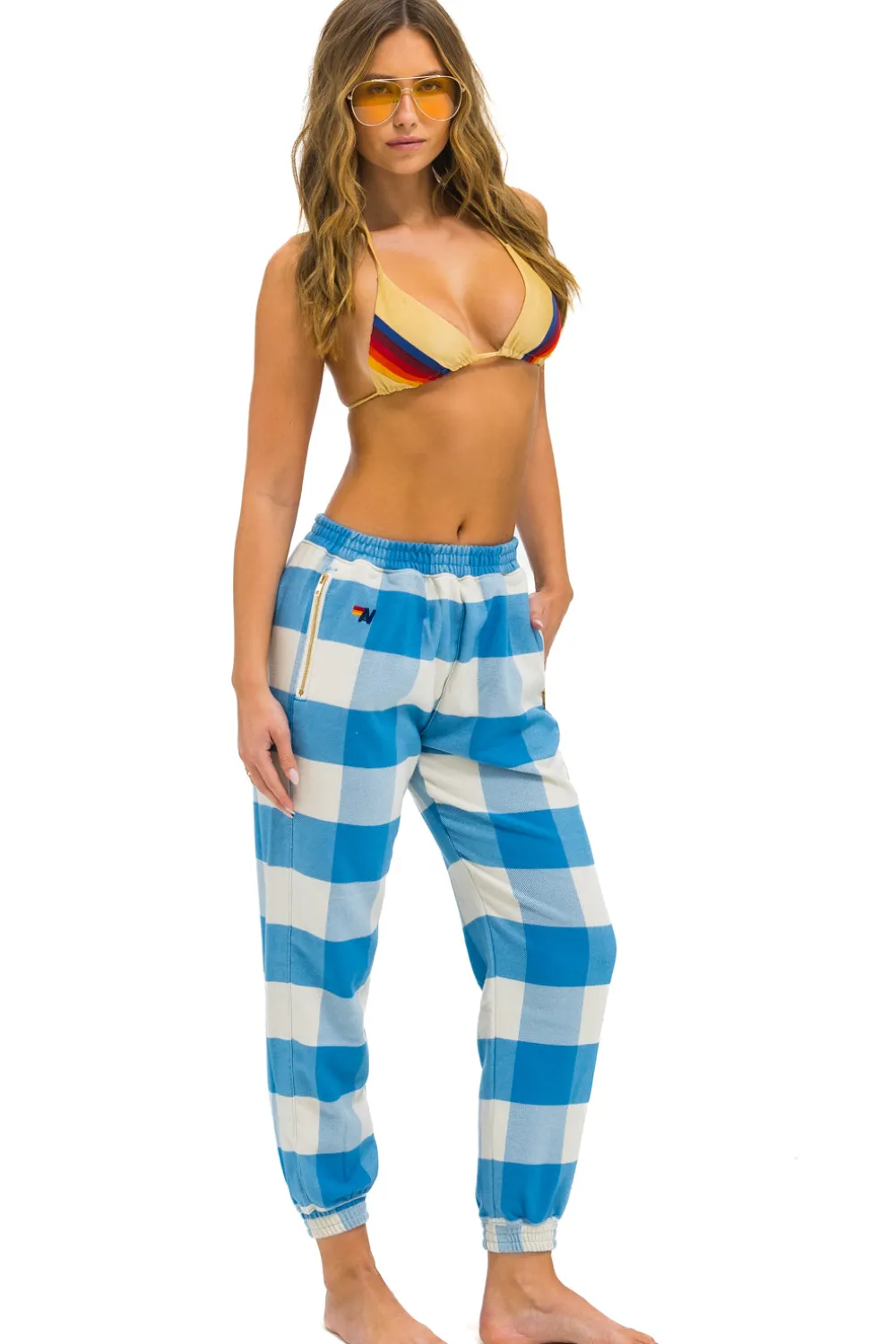 Sweatpants | Aviator Nation PLAID LODGE PANT - SKY PLAID SKYPLAID