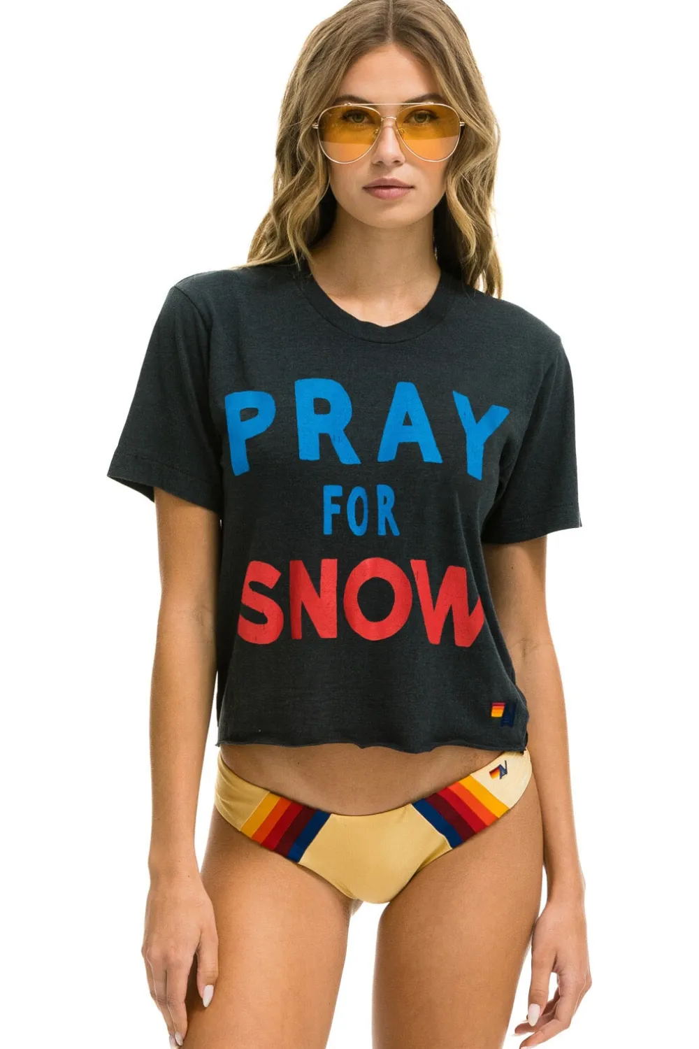 Boyfriend Tees | Tees | Aviator Nation PRAY FOR SNOW BOYFRIEND TEE - CHARCOAL