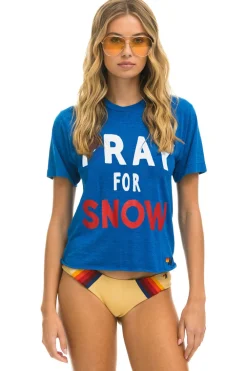 Boyfriend Tees | Tees | Aviator Nation PRAY FOR SNOW BOYFRIEND TEE - OCEAN