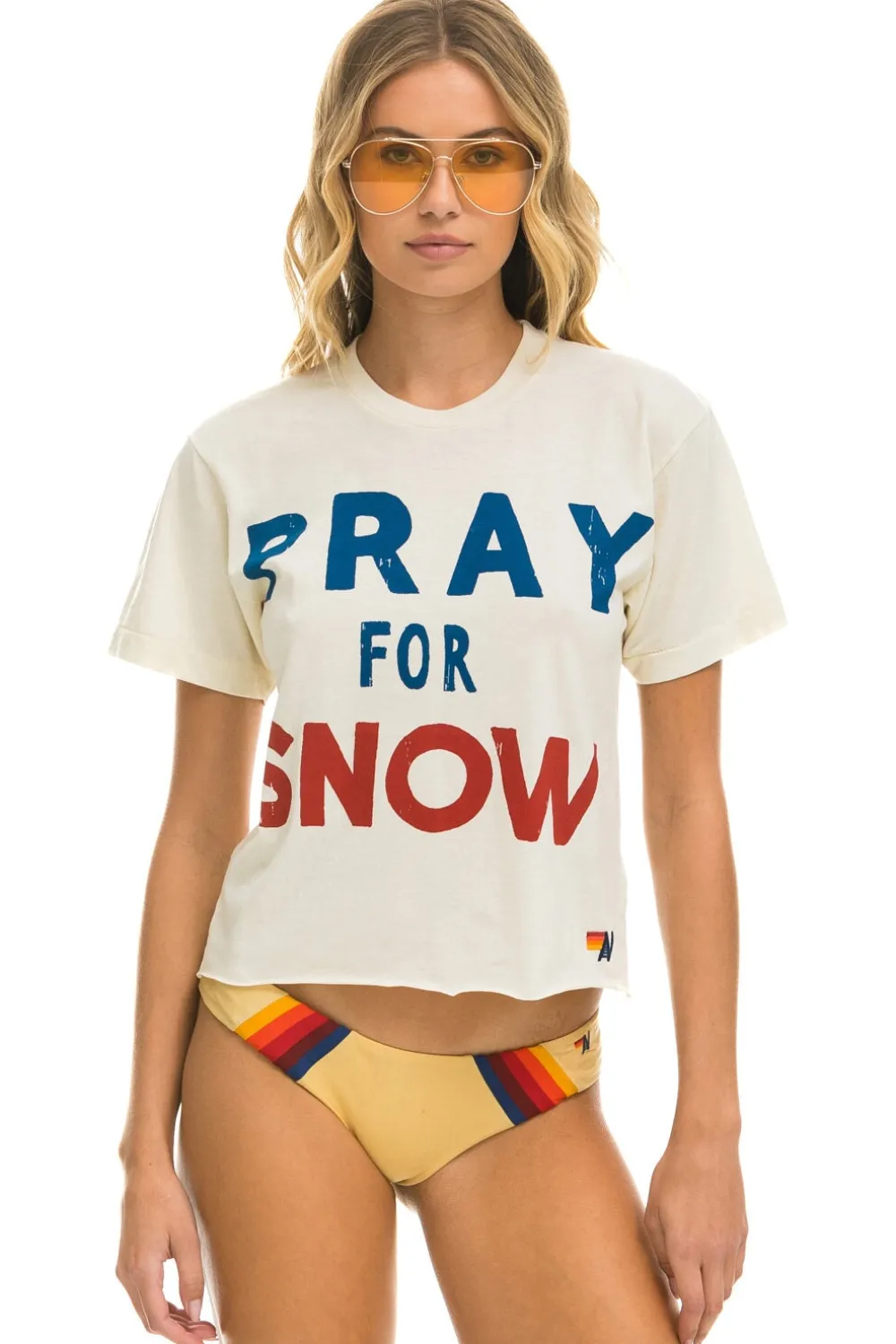 Boyfriend Tees | Tees | Aviator Nation PRAY FOR SNOW BOYFRIEND TEE - VINTAGE WHITE VINTAGEWHITE