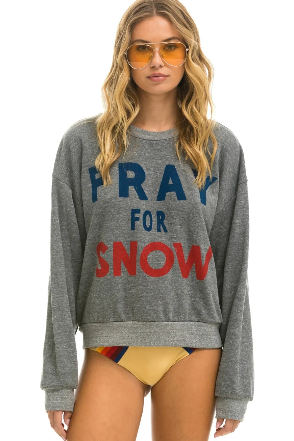 Sweatshirts | Sweatshirts | Aviator Nation PRAY FOR SNOW RELAXED CREW SWEATSHIRT - HEATHER