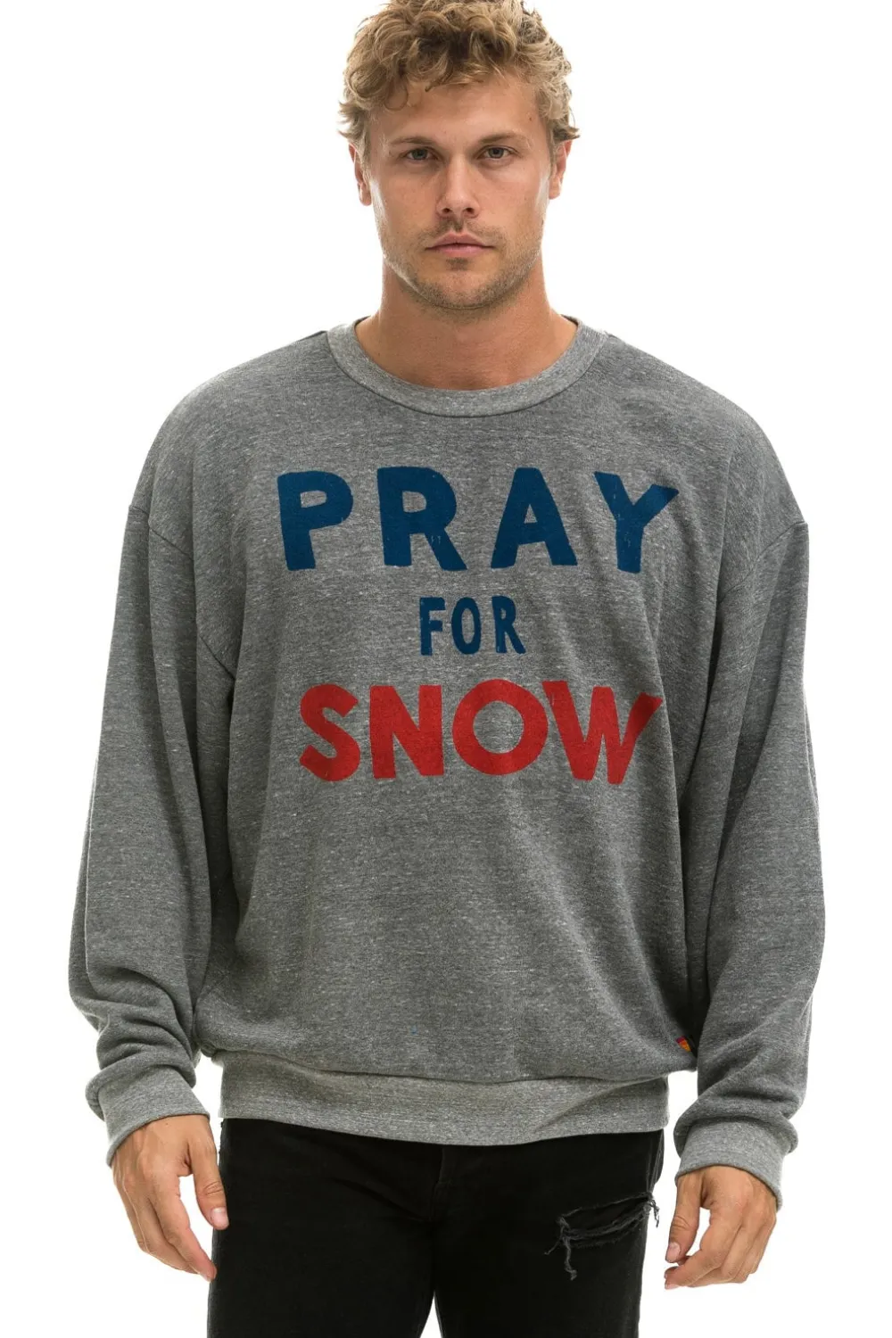 Sweatshirts | Sweatshirts | Aviator Nation PRAY FOR SNOW RELAXED CREW SWEATSHIRT - HEATHER