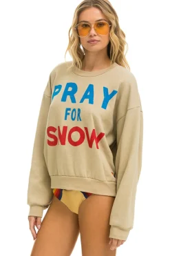Sweatshirts | Sweatshirts | Aviator Nation PRAY FOR SNOW RELAXED CREW SWEATSHIRT - SAND