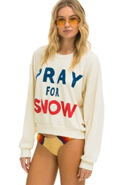 Sweatshirts | Sweatshirts | Aviator Nation PRAY FOR SNOW RELAXED CREW SWEATSHIRT - VINTAGE WHITE VINTAGEWHITE