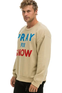Sweatshirts | Sweatshirts | Aviator Nation PRAY FOR SNOW RELAXED CREW SWEATSHIRT - SAND