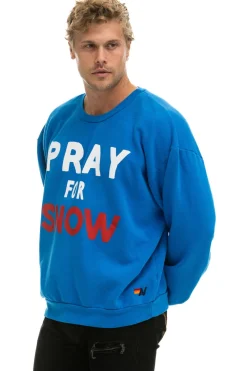 Sweatshirts | Sweatshirts | Aviator Nation PRAY FOR SNOW RELAXED CREW SWEATSHIRT - OCEAN