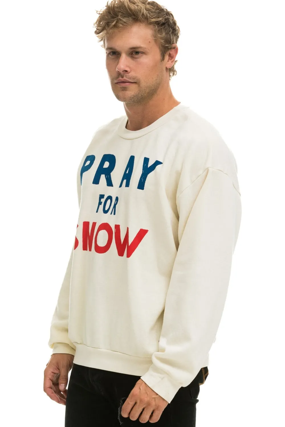 Sweatshirts | Sweatshirts | Aviator Nation PRAY FOR SNOW RELAXED CREW SWEATSHIRT - VINTAGE WHITE VINTAGEWHITE
